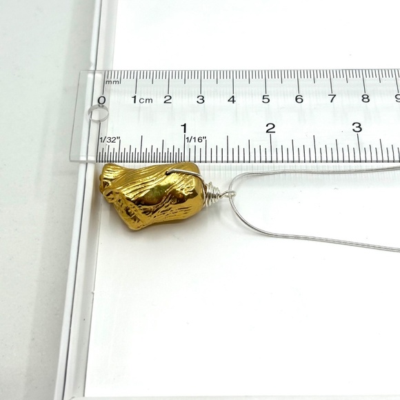 ARTISAN Gold Vermeil and Sterling Silver Wrapped Stone Pendant HANDMADE NWT - Picture 11 of 17